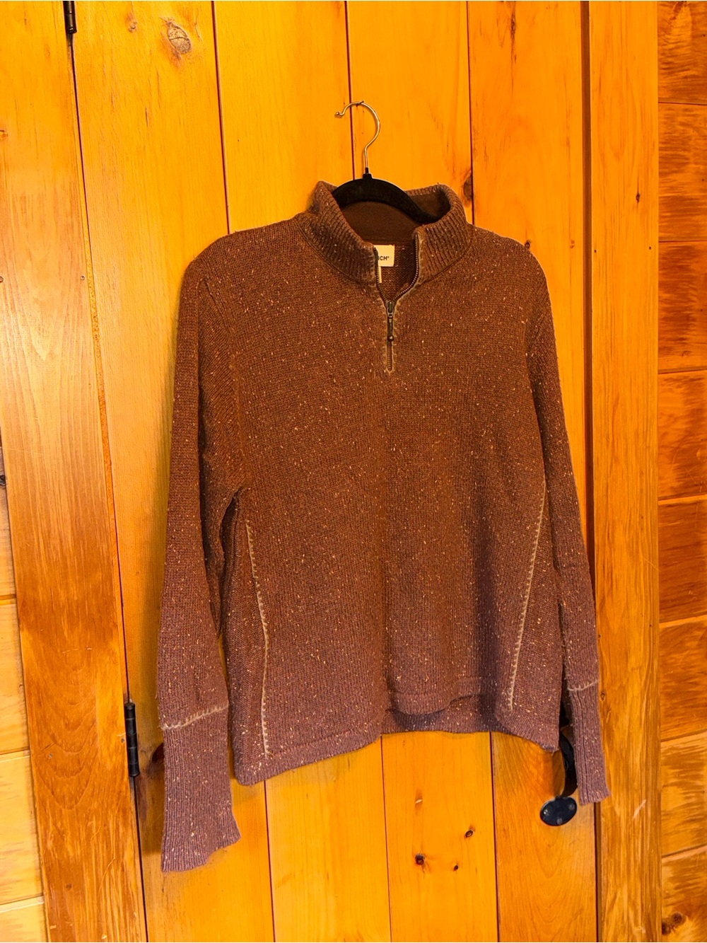 Woolrich Women’s XL Brown Speckled Quarter Zip Pullover Sweater